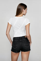 Shirred Crop Fitted T-shirts