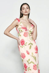 Floral Mesh V Neck Cami Vacation Dress