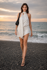 Polka Dot Halter High Waist Backless Mini Dress