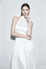 French Waist Tie Maxi Prom Dress