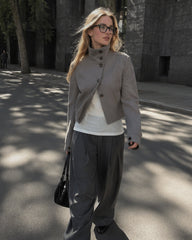 Slim Cropped Turtleneck Casual Jacket