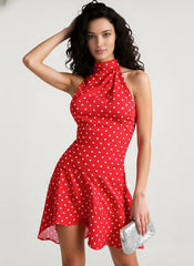Polka Dot Fit-and-Flare Sleeveless Mini Dress