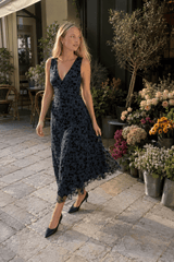 Floral Print V-Neck Sleeveless Fitted Party Dress