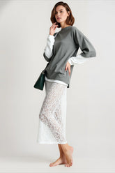Crochet Lace Slit Bodycon Skirt