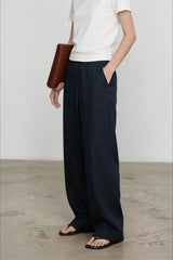 Linen Relaxed Draped Wide Leg Pants