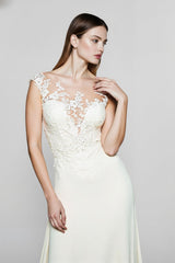 Cap Sleeve Applique Sheath Bohemian Lace Dress