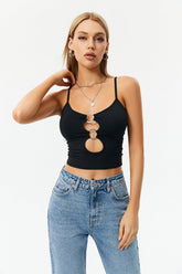 O-ring Front Cut Out Cami Crop Top