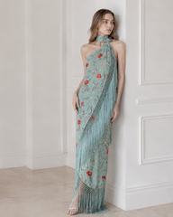 Halter Neck Printed Fringe Boho Dress