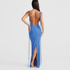 Textured Jersey Open Back Maxi Dress