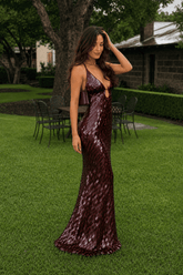 Sexy Teardrop Sequin Spaghetti Strap Evening Dress