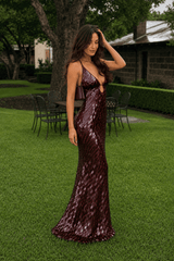 Sexy Teardrop Sequin Spaghetti Strap Evening Dress