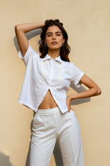 Linen Intricate Embroidery Blouse