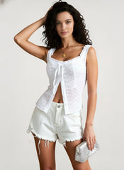 Cami Jacquard Lace Floral Button Tank Top