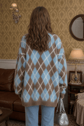 Relaxed Diamond Pattern Cardigan