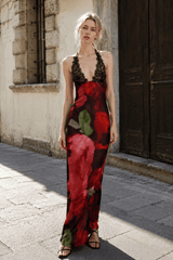 Lace Spaghetti Strap Holiday Maxi Dress