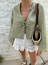Oversized Long Tie-Front Sleeve Blouse
