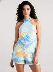 Chic Ethnic Print Halter Loose Two Piece Set