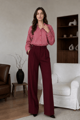 Red Striped Long Sleeve Distinctive British Blouse