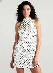Sexy Polka Dot Halter Sleeveless Bodycon Mini Dress
