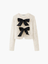 Sequined Velvet Bowknot Decor Jacket