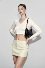 PU Leather Low Waist Bodycon Skirt