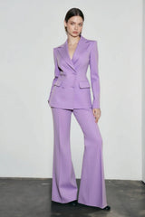 Purple Double Breasted Pant Suit