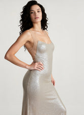 Sparkling Sleeveless Bodycon Maxi Dress