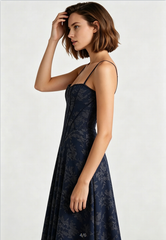 Spaghetti Strap Chiffon Floral Formal Dress