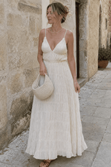 Spaghetti Strap Deep V Boho Dress