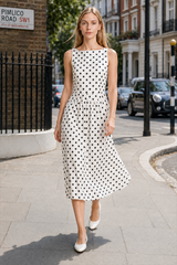 Sleeveless Polka Dot Casual Maxi Dress