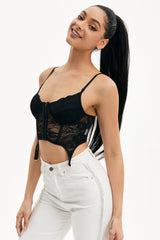Lace Splicing Asymmetrical Hem Cami Crop Top