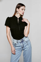 Summer Office Casual Bow Tie Collar Blouse