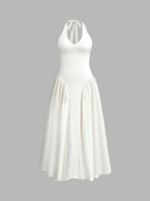 Semi-Sheer Halter Backless Zipper Low Cut Dress