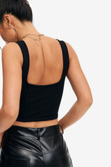 Mesh Boning Backless Crop Top