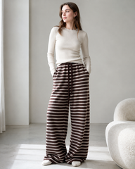Striped Knit Thickened Casual Pants
