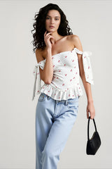 Print Jacquard Waist Cami Top