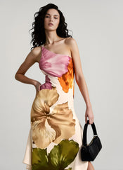 Asymmetrical Neck Relaxed Vacation Dress