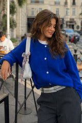 Cropped Knit Button Cardigan