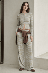 Stripe Button Cord Easy Two Piece Set