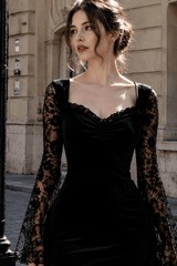 Flare Sleeve Lace Gothic Dress