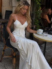 Sexy Halter V Neck Backless Sash Maxi Dress