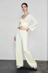 V Neck Tie Waist Two-Piece Set