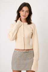 Solid Color Button Long Sleeve Slim Cardigan Sweater