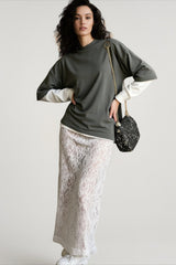 Crochet Lace Slit Bodycon Skirt