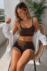 Strapless Ribbed Bikini Two Piece Swim Set