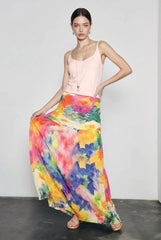 Retro Oil Print Elegant Vacation Skirt