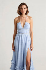 Elegant Floral Print Sleeveless Maxi Party Dress