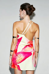 Draped One Shoulder Print Vacation Dress