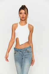 Asymmetrical Hem Sleeveless Solid Tank Top