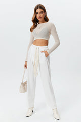 Asymmetrical Hem Solid Long Sleeve T-Shirt